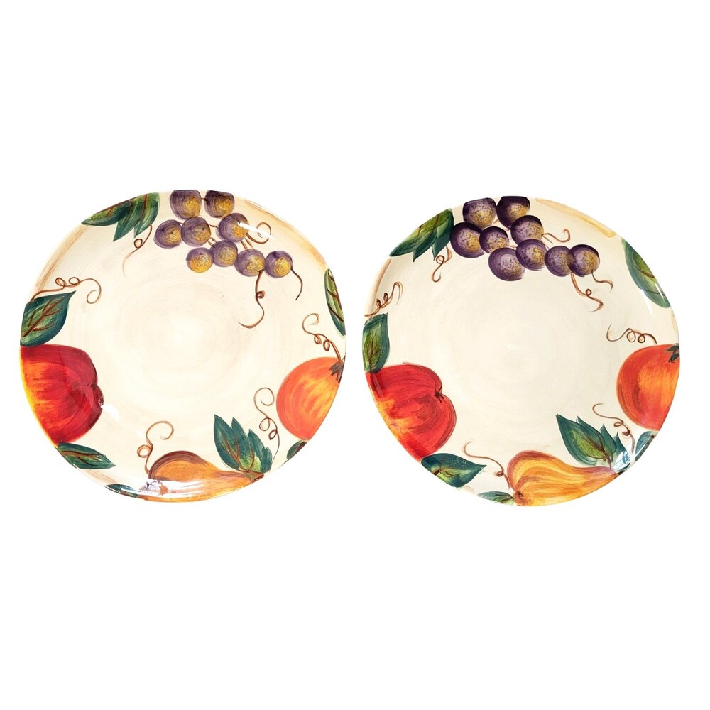 Venetian Tabletops Unlimited Set of 2 Dinner Plates 11 in Hand Painted Stoneware